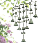 Dragonfly Wind Chimes for Outside, Large Strung Verdigris Windchimes with Wrought Iron Bell for Garden, Patio, Porch Outdoor Decor, Memorial Sympathy by CozyNest Decor