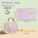 Zubebe 1 Set Coffee Mug Elegant Handbag Shaped Cup Modern Ceramic Purse Mug with Spoon and Saucer, 10oz Cute Creative Tea Cup for Office Home Woman Girls Gift (Purple) by CozyNest Decor