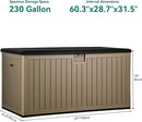 YITAHOME 230 Gallon Double-Wall Deck Box with Divider & Side Handles, Outdoor Large Storage for Patio Furniture Cushions, Garden Pool Accessories, Water Resistant & Lockable by CozyNest Decor