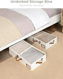StorageWorks Under Bed Storage Containers with Handles and Label Holder, 2 Pack Ultra-thick Fabric Underbed Bins, Closet Organizer for Clothes, Blankets, Sweater by CozyNest Decor