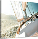 ARTISTIC PATH Sailboats Pictures Seascape Arts Paintings: Nautical & Sea Artwork Printed on Wrapped Canvas for Bathroom (24" W x 18" H, Multi-Sized) by CozyNest Decor