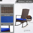Outdoor Rocking Chairs Set - 3 High-Backed Patio Rockers with Bistro Table & Anti-Slip Cushions, Dark Blue by GreenHaven Gardens