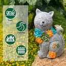 Garden Outdoor Decor Cat Statue with Solar Succulent Resin and 6 LEDs, Large Cats Sculpture with Butterfly Solar Lights for Patio, Balcony, Yard, Lawn Ornament by GreenHaven Gardens