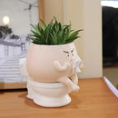 Face Planter Pots Funny Toilet Plant Pot for Indoor Plants, Cute Face Head Flower Pots Quirky Succulent Planters Gift Ideal for Home, Office, Christmas by GreenHaven Gardens