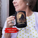 Elegant Woman Coffee Mug with Custom Name, Autumn Themed Ceramic Cup 11oz 15oz, Unique Fall Inspired Black Mug for Women, Personalized Women's Day Coffee Cup, Gifts for Holiday by CozyNest Decor