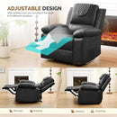 Recliner Chair with Electric Massage Adjustable Footrest & Heat, Manual Leather Recline for Adults Living Room Remote Control (Black) by CozyNest Decor