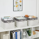 Bidtakay White Baskets with Cotton Rope Handles Decorative Storage Bins [3-pack] Fabric Bins for Organization Linen Closet Shelf Storage Baskets for Clothes Toys Towels 15 X 11 X 9.5 Inches by TinyTreasures Baby Boutique