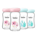 YOHKOH Glass Breast Milk Storage Bottles - 100% Leak-Proof, BPA-Free Breastmilk Storage Containers, Freezer & Dishwasher Safe, Ideal for Nursing Mothers (Multicolor, 5.4oz (Pack of 4)) by TinyTreasures Baby Boutique