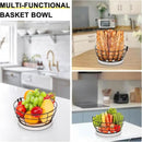 Livabber Countertop Fruit Basket Bowl with Banana Hanger, Modern Standing Fruit Vegetable Bowl Storage, with Banana Tree Holder for Kitchen Dinning Table (Round Marble, Black) by CozyNest Decor
