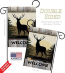 Welcome Deer Garden House Flags Kit Animals Wildlife Outdoor Bear Wolf Pet Nature Farm Animal Creature Small Decorative Gift Yard Banner Double-Sided Made In USA 28 X 40 by GreenHaven Gardens