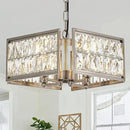 12” 4-Light Modern Crystal Chandeliers Nickel Dinning Room Light Fixture, Square Pendant Light Kitchen Island Chandelier, Flush Mount Ceiling Light for Living Room Entryway Bedroom Foyer by CozyNest Decor