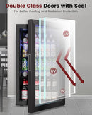 Wine Cooler Refrigerator - 26 Bottle 126 Can Mini Wine Fridge with Glass Door for Beer Soda Water Drink, Small Wine Cellar Beverage Refrigerator for Bedroom Office Home Bar Dorm, 3.2 Cu.Ft by CozyNest Decor