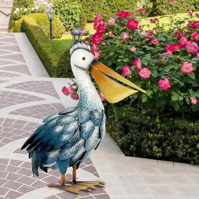 Kircust Pelican Statues, Garden Outdoor Decor Yard Art, Coastal Ocean Metal Bird Sculpture Ornament for Backyard Porch Patio Pond Decorations, photo 7 of 9