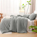 Litanika Comforters Medium Gray King Size, 3 Pieces Lightweight Solid Bedding Set & Collections, All Season Fluffy Bed Set (104x90In Comforter & 2 Pillowcases) by CozyNest Decor