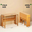 39.37" Bamboo Folding Desk,Space-Saving Computer Desk for Small Spaces, Foldable Study Table for Bedroom, Home Office, Dorm, Apartment (Natural) by CozyNest Decor