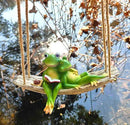 Artisan Flair Hanging Swing Frog Statues - Frog Statues for Garden Outdoors, Reading Book Frog Statue Figurine, Resin Couple Frog Statue for Garden, Balcony, Tree Decoration by GreenHaven Gardens