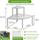 aboxoo 2 Tier Plant Stand Flower Pot Rack for Patio,Heavy Duty Metal Stair-Step Style Corner Shelf Planters, Quarter Round Display Holder for Indoor Outdoor Use(White, Semicircle) by GreenHaven Gardens
