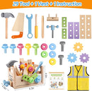 Aliex Wooden Kids Tool Set, 30pcs Toy Tools for Toddlers with Vest, Tool Kit Toddler Montessori Stem Learning Educational Toys for 3 4 5 Years Old Boys Girls, Birthday Gift for Kids by TinyTreasures Baby Boutique
