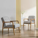 Linen Accent Chair, Mid Century Modern Chair for Living Room, Upholstered Comfy Lounge Armchair with Solid Wood Frame, Reading Side Chair for Bedroom,105°Ergonomic Comfort, Grey