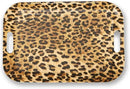 Serving Trays with Handles, 14.5 x 9.8 inch Rectangular Plastic Tray for Restaurant, Kitchen, Brown Leopard by CozyNest Decor