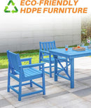 Patio Dining Chair Set of 2, HDPE Outdoor Dining Chair, Ergonomic HDPE Dining Chairs with Deep Seating, All Weather Outdoor Chairs Furniture for Backyard, Deck, Garden, Poolside, Sky Blue by CozyNest Decor
