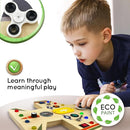 Toddler Montessori Busy Board - Wooden Educational Toy with Lights, Switches, Compass, Relay, Spinner - Sensory Board - Preschool Motor Skills Learning Activities - Christmas & Birthday Gift by TinyTreasures Baby Boutique