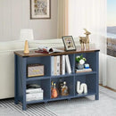 6 Cube Bookcase, Farmhouse Wood Low Storage Organizer Book Shelf, 47" Horizontal Navy Blue Console Bookshelf with Legs, Hallway Book Case for Entryway, Display Cabinet for Living Room, Office by CozyNest Decor