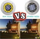 Solar Ground Lights-Waterproof Solar Lights Outdoor Garden- Solar Disk Lights-Upgraded 16LED Bright in-Ground Lights-Landscape Lights for Pathway, Yard, Lawn, Patio, Walkway (16 Pack Warm Light)