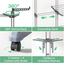 Kitstorack Clothes Drying Rack - Foldable Movable Clothes Rack Drying 30.0" W to 59.0" W Extensible Drying Rack Clothing Oversized 4-Tier Stainless Steel Large Clothes Rack Drying Indoor and Outdoor by TinyTreasures Baby Boutique