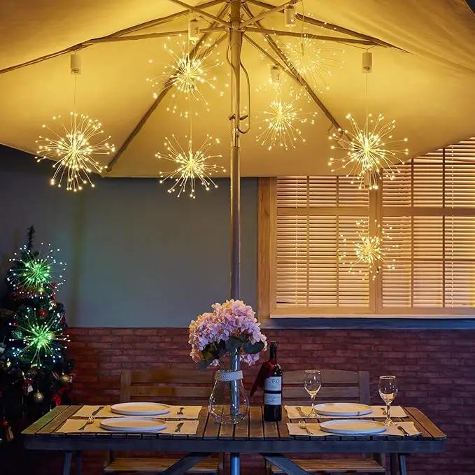 FOOING 6 Pack Firework Lights Led Copper Wire String Lights 8 Modes Battery Operated Fairy Lights with Remote,Wedding Decorative Hanging Lights for Party Patio (Warm White), photo 3 of 7