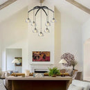 Modern Crystal Chandeliers, Black Round Chandelier for Dining Room, Large Arc Chandelies for Living Room, 7-Light Dining Room Light Fixture 34" Pendant Light Chandelier for Staircase Bedroom by CozyNest Decor