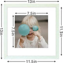Vittanly 12x12 Picture Frames Set of 9, Shatter Resistant Plexiglass, Display 8x8 Pictures with Mat or 12x12 without Mat, Photo Frames for Wall Mount, Engineered Wood, Vintage Green by CozyNest Decor