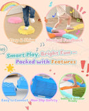 Holyton Music Light Up Balance Beam and Toddler Stepping Stones 13 Pieces, Non-Slip Plastic Balance Stackable Stepping Stones for Kids, Sensory Toys for Toddlers, Indoor or Outdoor Play, Easy Storage by CozyNest Decor