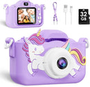 Kids Camera, Toys for Toddlers Age 3-8 Year Old Girl Christmas Birthday Gifts, Children Digital Camera with Cartoon Soft Silicone Cover and 32GB Card (Violet) by TinyTreasures Baby Boutique