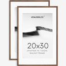 20x30 Poster Frame Set of 2 Natural Solid Walnut Photo Frames with 16x24 Removable Mat Wall Hanging Large Handcrafted Frame with HD Plexiglass Wall and Tabletop Display Large Picture Frame by CozyNest Decor
