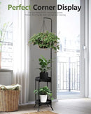 2Pcs Hanging Plant Stand Indoor Outdoor, Space-Saving Corner Metal Plant Shelf 3 Potted Flower Pot Stand, 2 Tier 61" Tall Modern Planter Holder for Patio Garden Balcony Living Room Bedroom by GreenHaven Gardens