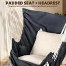Chihee Hammock Chair Hanging Chair with Foot Rest 2 Cushions Max 500lbs Robust Metal Spreader Bar Collapsible Easy Storage Soft Cotton Swing Chair Strong Strap Iron Carabiner Side Pocket Included by GreenHaven Gardens