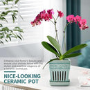 Orchid Pots with Holes | 5" Ceramic Orchid Planter with Separate Saucer and Drainage Holes | Crackle Glazed Pottery Small Flower Pot for Repotting Orchids（Blue） by GreenHaven Gardens