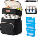 Insulated Breastmilk Cooler Bag with Ice Pack - Holds 6x9oz Bottles, Leakproof Double Layer, Baby Bottle Cooler Bag with Adjustable Strap for Nursing Moms, Daycare & Travel by TinyTreasures Baby Boutique