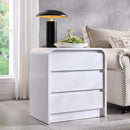 25" Tall Modern Nightstand Set of 2, 23.6" Wide Wood Bedside Table with Charging Station, 3 Storage Drawers Side Table w/Curved Profile Design, End Table for Bedroom, White by CozyNest Decor