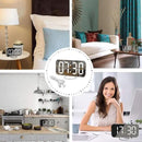 SZELAM Digital Clock Large Display, LED Electric Alarm Clocks Mirror Surface for Makeup with Diming Mode, 3 Levels Brightness, Dual USB Ports Modern Decoration for Home Bedroom Decor-White (001) by CozyNest Decor