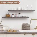 Axeman Floating Shelves for Wall, 8 Inch Deep Rustic Solid Elm Wood Wall Shelves for Storage, Wall Mounted Display Shelving with Invisible Heavy-Duty Metal Bracket, 36'' Width Set of 2, Grey by CozyNest Decor