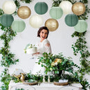 Paper Lanterns Sage Green Gold Round Hanging Chinese Lanterns for Birthday Party Baby Shower Bridal Shower Decorations Pack of 12 by CozyNest Decor