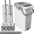 JOYMOOP Mop and Bucket with Wringer Set for Floor Cleaning and Wall Cleaner, Flat Mop and Bucket System Set with 2 Mops and 8 Large Microfiber Pads - White by CozyNest Decor