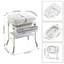 2-in-1 Baby Bathtub with Changing Table, Foldable Diaper Changing Station with 4 Wheels, Waterproof Pad, Storage Rack and Baby Bath Tub, Adjustable Height Portable Nursery Organizer for Newborn Infant by TinyTreasures Baby Boutique