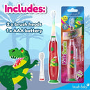 Brush‑Baby - KidzSonic Dinosaur Kids Electric Toothbrush for Ages 3+ with Disco LED Lights, Gentle Sonic Vibrations, 2-Minute Smart Timer & 30‑Second Pulse Reminders – AAA Battery Included by TinyTreasures Baby Boutique