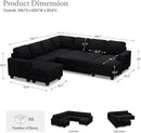 Belffin Oversized Sofa Bed Modular Sectional Sleeper Sofa with Pull Out Bed L Shaped Couch with Storage Chaise Black Couch by CozyNest Decor