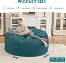 3FT Bean Bag Chair, Comfy Bean Bag Chairs with Memory Foam Filled, Fluffy Beanbag Sofa with Dutch Velvet Cover, Round BeanBag Chairs for Living Room, Playroom - Sea Blue by TinyTreasures Baby Boutique