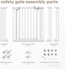 Comfy Cubs Baby Safety Gate with 3 Extensions - Adjustable 42" x 1.9" x 30" Q195 Steel Doorway Barrier - Powder-Coated Finish for Stairs and Doorways - Walk-Through Design Pet Gate - White by TinyTreasures Baby Boutique