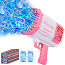 Bubble Machine Gun, 69 Holes Bubble Gun with Lights, Pink Outdoor Summer Beach Kids Bubbles Toys Birthday Wedding Party Halloween Fun for Girls Boys by TinyTreasures Baby Boutique